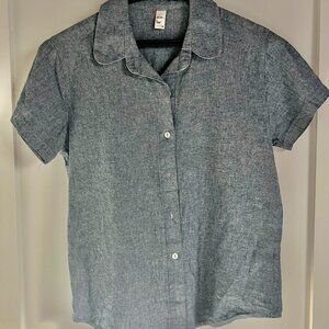 American Apparel Navy Chambray Short Sleeve Button Down – XXS
